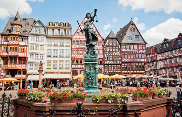 Last minute business class flights to Frankfurt lead the way to fascinating sites like the Römerberg. - IFlyFirstClass